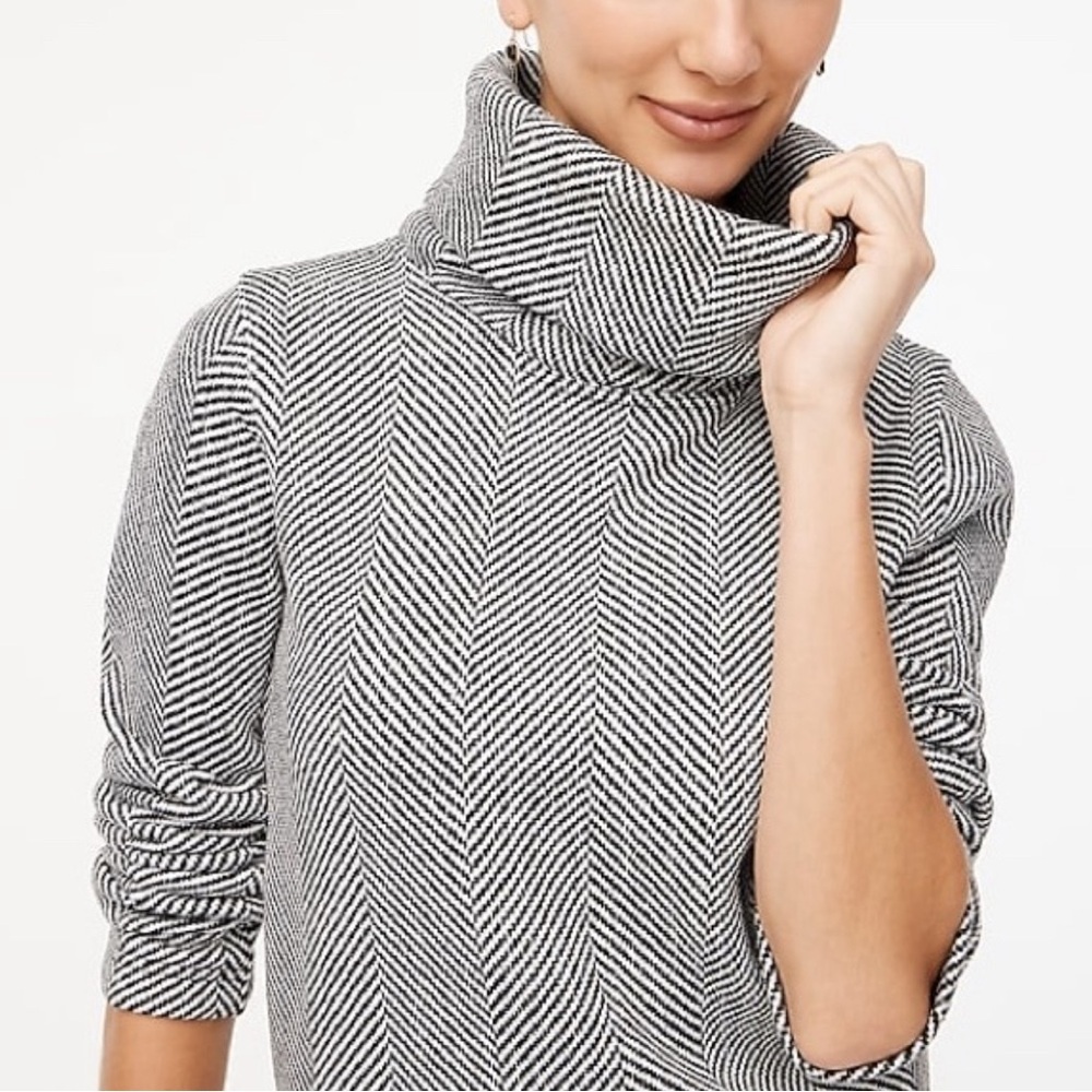 J. Crew Black and White Cowl Neck Sweater